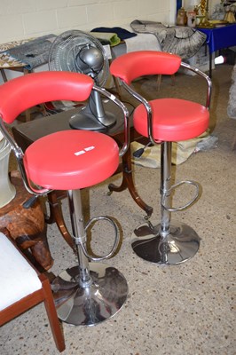 Lot 332 - PAIR OF CHROME FRAMED BAR STOOLS