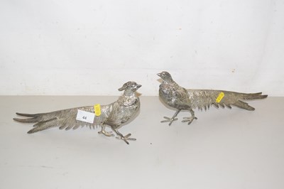 Lot 44 - Pair of silver plated pheasants