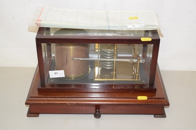 Lot 51 - A modern barograph in dark wood case, no...
