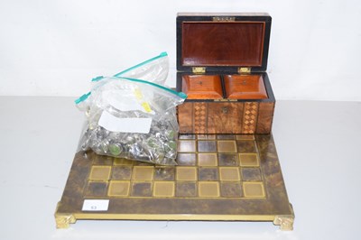 Lot 53 - Modern metal chess set with board together...