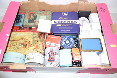 Lot 69 - A box of various tins and a quantity of empty...