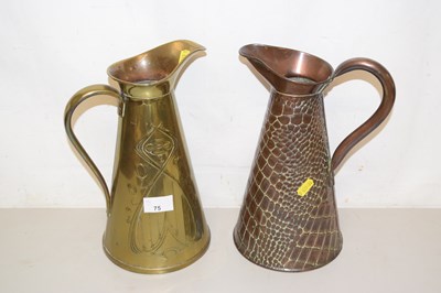 Lot 75 - An Art Nouveau style brass jug together with a...