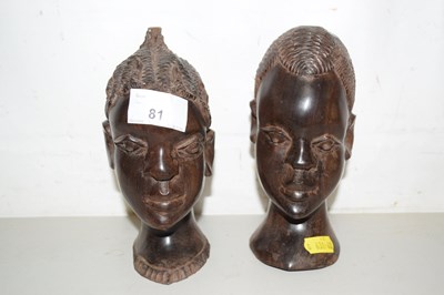 Lot 81 - Pair of West African hardwood busts