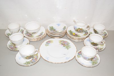 Lot 121 - A Royal Vale tea set patterned with country...