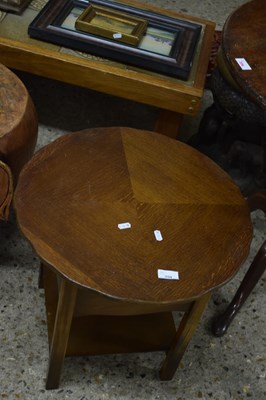 Lot 350 - OAK CIRCULAR TOP SEWING BOX, 59CM DIAM