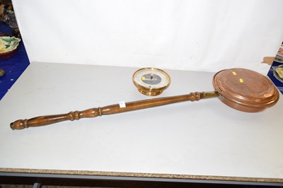 Lot 151 - Copper bed warming pan and barometer