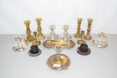 Lot 164 - Group of various candlesticks, desk stand, ink...