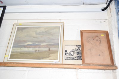 Lot 197 - Oil on canvas study of figures on a stormy...