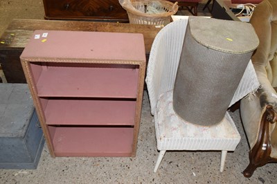 Lot 243 - A Lloyd Loom style linen basket, chair and...