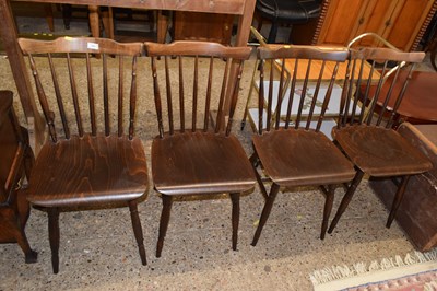 Lot 282 - A set of four vintage spindle back chairs