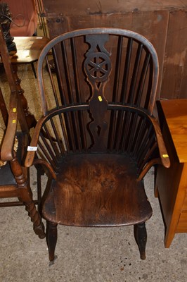 Lot 320 - A 19th Century wheel back Windsor type chair,...