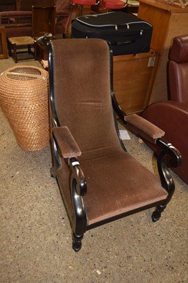 Lot 368 - LATE 19TH CENTURY ARMCHAIR WITH EBONISED FRAME...