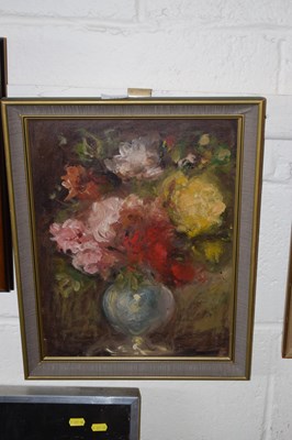 Lot 232 - Modern still life study of a vase of roses,...