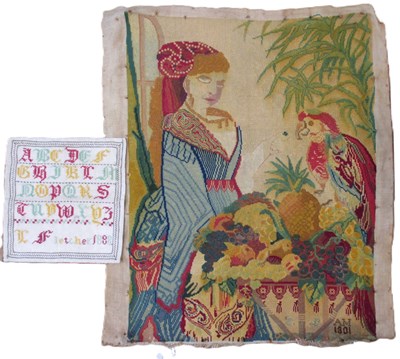 Lot 233 - A late 19th century needlework sampler, with...