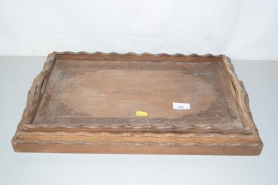 Lot 522 - Set of three hardwood serving trays with...