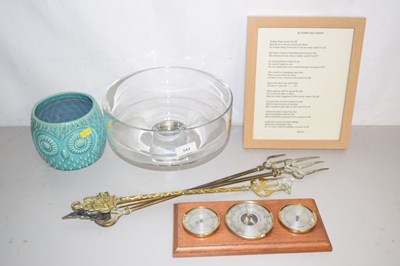 Lot 544 - Mixed Lot: Fire tools, pedestal glass fruit...