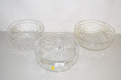 Lot 545 - Three cut glass bowls