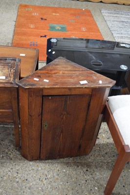 Lot 381 - SMALL STAINED PINE CORNER CABINET