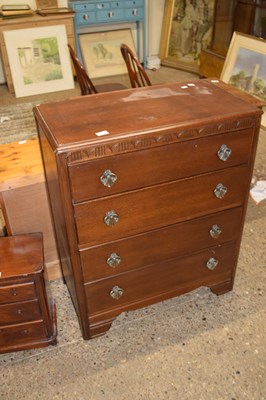 Lot 385 - OAK VENEERED FOUR DRAWER CHEST, 77CM WIDE