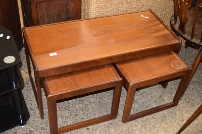 Lot 390 - NEST OF THREE MID-CENTURY TEAK TABLES, LARGEST...
