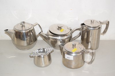 Lot 601 - Quantity of hotel steel tea wares