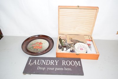Lot 602 - Small wooden box, various assorted ornaments...