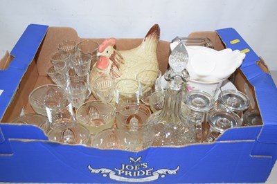 Lot 613 - Box of mixed items to include egg crock,...