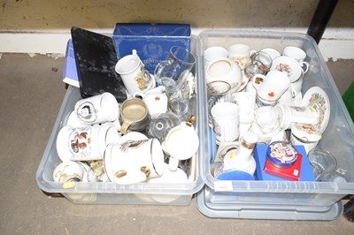 Lot 622 - Two boxes of various royalty related decanters,...