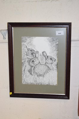 Lot 640 - Monochrome picture of rabbits