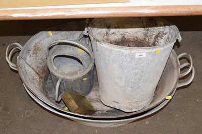 Lot 659 - Mixed Lot: Two galvanised baths, a large...