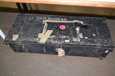 Lot 668 - A vintage metal military uniform trunk