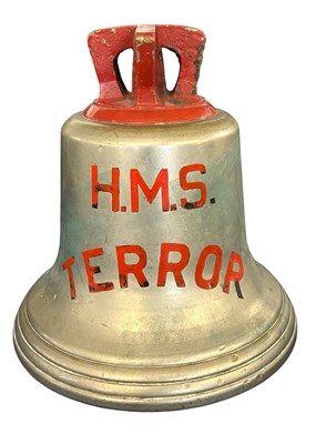 Lot 228 - A large heavy ships bell bearing the name HMS...
