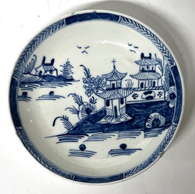 Lot 262 - Lowestoft Porcelain Saucer with Pagoda and Island Design c.1770