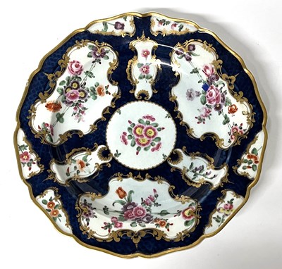 Lot 263 - Worcester Scale Blue Ground Shallow Dish c.1770