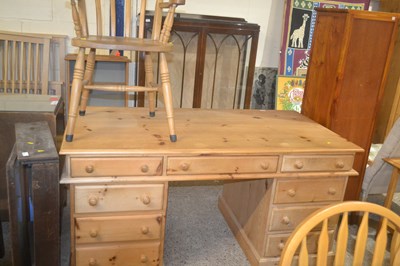 Lot 226 - Modern waxed pine twin-pedestal Desk with...
