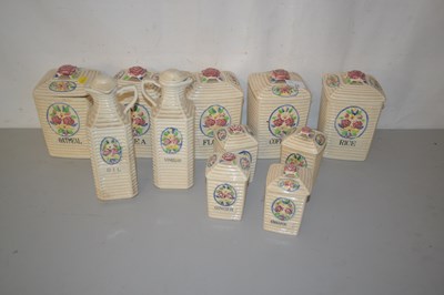 Lot 22 - Qty of ceramic jars and covers for tea, coffee,...