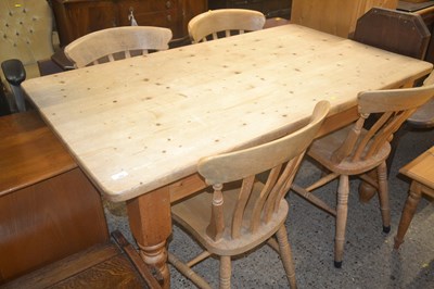 Lot 284 - PIne Kitchen Table and set of four farmhouse...