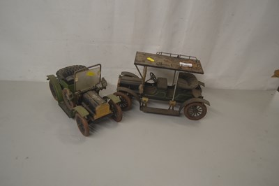 Lot 48 - Two tinplate models of vintage cars, one...