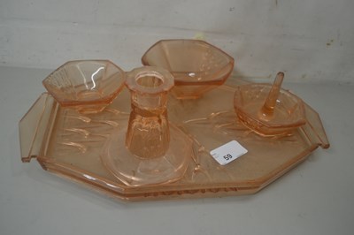 Lot 59 - Pressed glass tray with various dishes and...