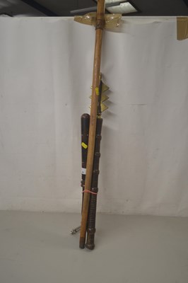 Lot 62 - Wooden truncheon with mother of pearl inlay, a...
