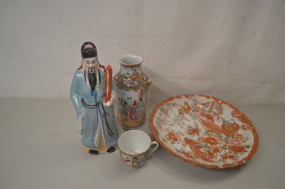 Lot 68 - Small Cantonese porcelaine vase together with...