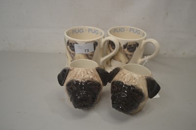 Lot 73 - Two mugs modelled by Emma Bridgewater of Pugs...