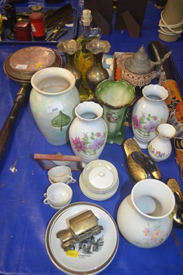 Lot 103 - Qty of ceramics and metal ware, vases etc