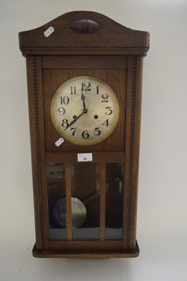 Lot 33 - EARLY 20TH CENTURY OAK CASED MANTEL CLOCK