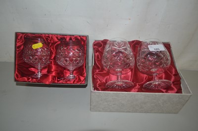 Lot 165 - Two boxes of bohemian crystal brandy glasses