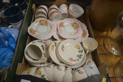 Lot 174 - Box of china wares, tea wares, including a set...