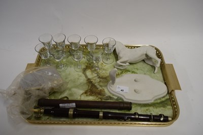 Lot 40 - MIXED LOT COMPRISING A HARDWOOD FLUTE, VARIOUS...