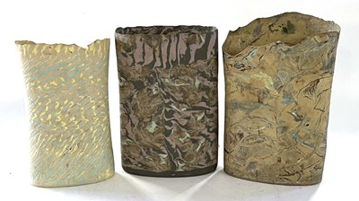 Lot 244 - Group of three Studio Pottery vases with agate...