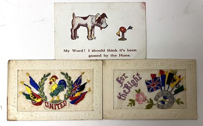 Lot 287 - Rare WW1 Satirical Postcard with Two Embroidered Cards