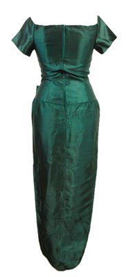 Lot 36 - A green satin cocktail dress, with short...